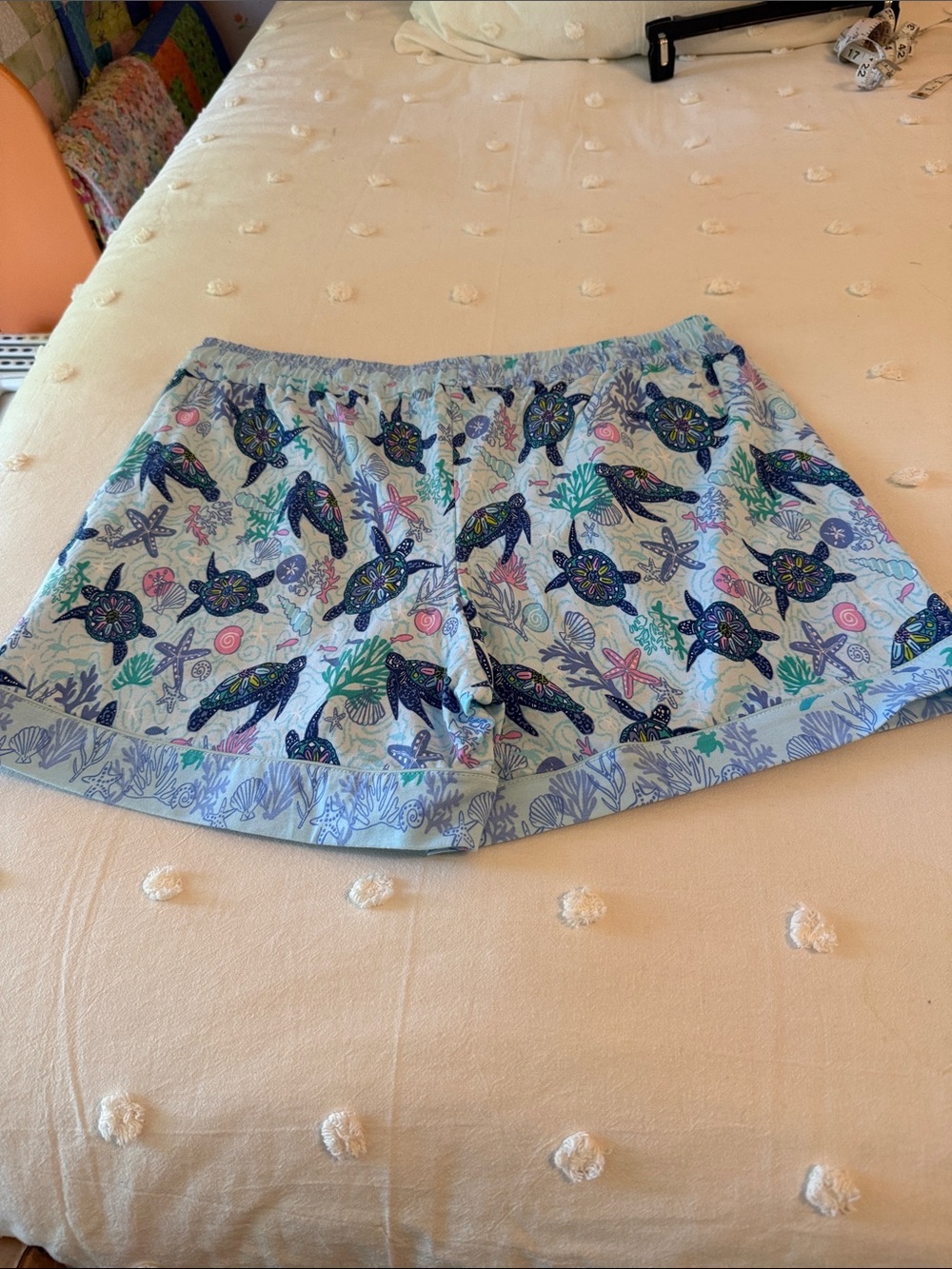Vera Bradley Light Blue Sea Turtle Dream Print Pajama Shorts - Picture 2 of 7